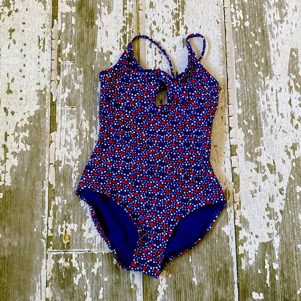 A red, white, and blue swimsuit